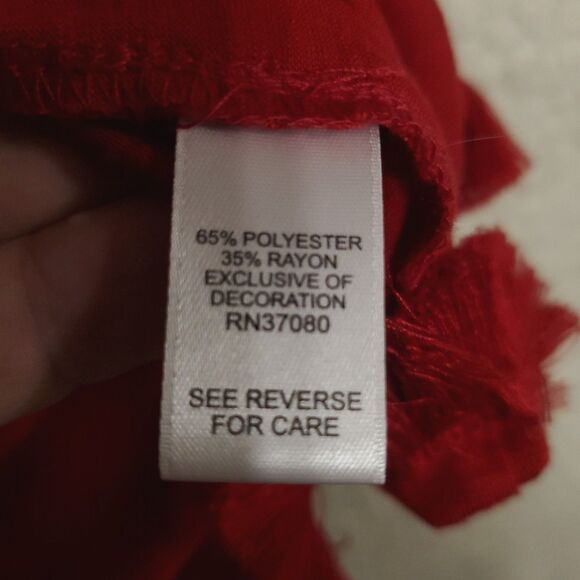 Est. 1946 Women's Size XL Red Short Sleeve Sweater with Lace & Fringe - Picture 8 of 13